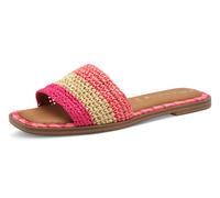 Pantolette TAMARIS, Damen, Gr. 37, rot (fuchsia, beige), Bast, Schuhe Pantolette, Blockabsatz, Sommerschuh, Strandschuh, zweifarbige Bast-Umrandung (17694768-37) fuchsia, beige