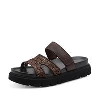 Pantolette TAMARIS, Damen, Gr. 38, mokka, Lederimitat, Textil, Strukturmuster, Basic, Schuhe Pantolette, Sommerschuh, Plateaupantolette mit Klettverschluss (41669328-38) mokka