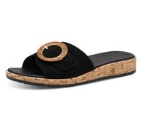 Pantolette TAMARIS, Damen, Gr. 38, schwarz, Ziegenveloursleder, Schuhe Pantolette, Keilabsatz, Sommerschuh, Schlupfschuh mit hübscher Zierschnalle (84228419-38) schwarz