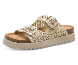 Pantolette TAMARIS, Damen, Gr. 39, beige (creme), Bast, Lederimitat, unifarben, Schuhe Pantolette, Sommerschuh, Schlupfschuh in veganer Verarbeitung (58505333-39) creme