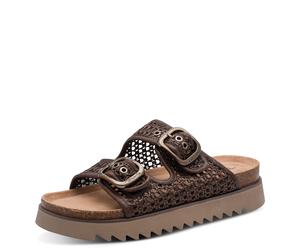 Pantolette TAMARIS, Damen, Gr. 39, braun (mokka), Bast, Lederimitat, unifarben, Schuhe Pantolette, Sommerschuh, Schlupfschuh in veganer Verarbeitung (53916059-39) mokka