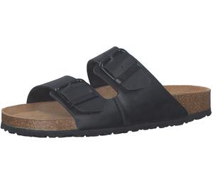 Pantolette TAMARIS, Damen, Gr. 39, schwarz, Lederimitat, unifarben, Basic, Schuhe Pantolette, Sommerschuh, Schlappen mit gepolstertem Fußbett, Topseller (81010122-39)