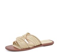 Pantolette TAMARIS, Damen, Gr. 40, beige (ivory), Lederimitat, Textil, Minimalmuster, Strukturmuster, Schuhe Pantolette, Sommerschuh, Schlüpfschuh, Flat mit Baststickerei (70036642-40) ivory