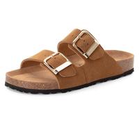 Pantolette TAMARIS, Damen, Gr. 40, cognac, Nubuklederimitat, aufgeraut, Basic, Schuhe Pantolette, Sommerschuh, Schlappen mit gepolstertem Fußbett (76171452-40) cognac