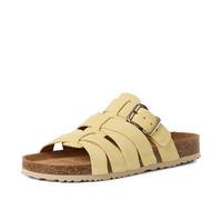 Pantolette TAMARIS, Damen, Gr. 40, gelb, Veloursleder, unifarben, Basic, Schuhe Pantolette, Schlupfschuh, Hausschuh, Sommerschuh mit Veloursleder-Fußbett (29861769-40) gelb