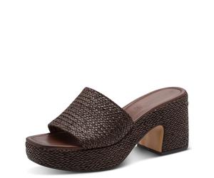 Pantolette TAMARIS, Damen, Gr. 40, mokka, Textil, Flechtoptik, Schuhe Pantolette, Blockabsatz, Plateau, Sommerschuh in trendiger Flechtoptik (55370358-40) mokka