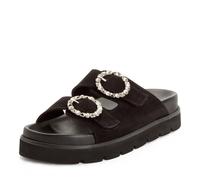 Pantolette TAMARIS, Damen, Gr. 40, schwarz, Veloursleder, Schuhe Pantolette, Sommerschuh mit schmuckbesetzten, verstellbaren Schnallen (22499865-40) schwarz