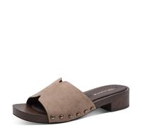Pantolette TAMARIS, Damen, Gr. 40, Textil, taupe, unifarben, Schuhe Pantolette, Blockabsatz, Sommerschuh, Schlüpfschuh mit aufgesetzten Nieten (38247611-40) taupe