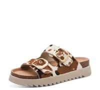 Pantolette TAMARIS, Damen, Gr. 41, animal druck, Leder, kontrastfarbene Details, Schuhe Pantolette, Sommerschuh, Schlupfschuh mit angesagtem Kuhmuster (35931150-41) animal druck