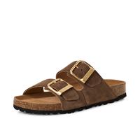 Pantolette TAMARIS, Damen, Gr. 41, dunkelbraun, Leder, unifarben, Schuhe Pantolette, Hausschuh, Schlappen mit zwei verstellbaren Schnallen (91515245-41) dunkelbraun