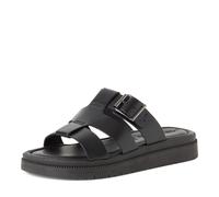 Pantolette TAMARIS, Herren, Gr. 41, schwarz, Glattleder, unifarben, Schuhe Pantolette, Schlupfschuh, Sommerschuh mit regulierbarem Schnallenverschluss (14961466-41) schwarz