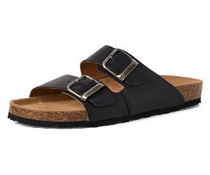 Pantolette TAMARIS, Jungen, Gr. 42, schwarz, Leder, unifarben, Basic, Schuhe Pantolette, Hausschuh, Bequemschuh mit Logo-Schriftzug, für Herren (93375203-42) schwarz