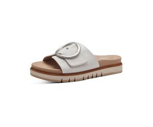 Pantolette TAMARIS "Tamaris Pantoletten Nappaleder", Damen, Gr. 39, weiß, Nappaleder, Schuhe Pantolette (90357560-39) weiß