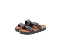 Pantolette TOMMY HILFIGER "CORK ADJUSTABLE LTH SANDAL", Herren, Gr. 42, schwarz, Nappaleder, unifarben, Basic, Schuhe Pantolette, Sommerschuh, Bequemschuh, Sandale mit Logoprägung in den Schnallen (76