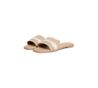 Tommy Hilfiger Damen Flat Mule Webbing Fw0fw09217 Flache Sandalen, Khaki (Safari Canvas), 37 EU