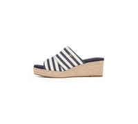 Pantolette TOMMY HILFIGER "NAUTICAL STRIPES ESPADRILLE MULE", Damen, Gr. 39, blau (dunkelblau, weiß), Baumwolle, Schuhe Pantolette, Keilabsatz, Sommerschuh im modischen Streifen-Look (40303269-39) dun