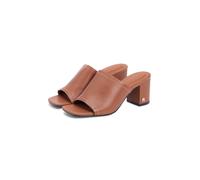 Pantolette TOMMY HILFIGER "TH BLOCK HEEL MULE LTH", Damen, Gr. 39, braun, Leder, unifarben, Schuhe Pantolette, Sommerschuh, Businessschuh mit weicher Bandage (21085433-39) braun
