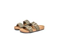 Pantolette TOMMY HILFIGER "TH CLASSIC CORK SANDAL LEATHER", Damen, Gr. 37, oliv, Nappaleder, unifarben, Schuhe Pantolette, Sommerschuh, Schlupfschuh, Flat mit Logoemblem (49973814-37) oliv