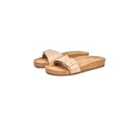 Pantolette TOMMY HILFIGER "TH CLASSIC CORK SANDAL PEARL LTH", Damen, Gr. 42, beige, Leder, unifarben, Basic, Schuhe Pantolette, Strandschuh, Pool Slides, Flat mit Logoemblem (59443055-42) beige