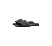 Pantolette TOMMY HILFIGER "TH LOGO HARDWARE LEATHER MULE", Damen, Gr. 40, schwarz, Leder, unifarben, Schuhe Pantolette, Blockabsatz, Sommerschuh, Schlupfschuh mit stylischem Logoemblem (63275028-40) s