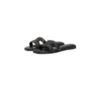 Pantolette TOMMY HILFIGER "TH LOGO STRAP MULE", Damen, Gr. 42, schwarz, Leder, unifarben, Basic, Schuhe Pantolette, Bequemschuh, Sommerschuh, Flats mit TH-Logo als Schnalle (13476507-42) schwarz