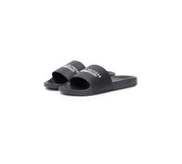 Pantolette TOMMY HILFIGER "TOMMY HILFIGER RAISED POOL SLIDE", Herren, Gr. 43, schwarz, Synthetik, Schuhe Pantolette, Sommerschuh, Badeschuh, Haussschuh mit Logoschriftzug (57194915-43) schwarz