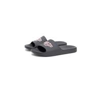 Pantolette TOMMY JEANS "TJM INJECTED SANDAL", Herren, Gr. 41, grau (schwarz), Synthetik, unifarben, Basic, Schuhe Pantolette, Sommerschuh, Strandschuh, Flat mit Logoemblem - in schmaler Form (78151744