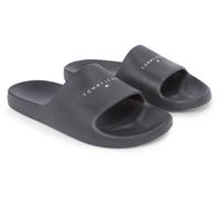 Pantolette TOMMY JEANS "TJW PRINTED PU POOL SLIDE", Damen, Gr. 38, schwarz, Synthetik, Schuhe Badelatschen Pantolette, Plateau, Sommerschuh, Schlappen mit Logoschriftzug, in schmaler Form (42632030-38