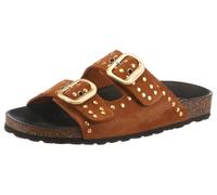 Pantolette VERBENAS, Damen, Gr. 38, mokka, Veloursleder, unifarben, Schuhe Pantolette, Sommerschuh, Hausschuh, Strandschuh mit Nietenverzierung (73619828-38) mokka