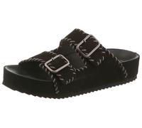 Pantolette VERBENAS "ELENA SERRAJE PASADO", Damen, Gr. 40, schwarz, Veloursleder, kontrastfarbene Details, Schuhe Pantolette, Sommerschuh, Hausschuh, Strandschuh mit zwei verstellbaren Schnallen (9911