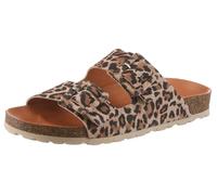 Pantolette VERBENAS "Randell Leopardo", Damen, Gr. 35, braun (leo), Leder, Schuhe Pantolette, Sommerschuh, Schlappen, Hausschuh mit Softfußbett (16216444-35) leo