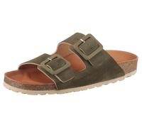 Pantolette VERBENAS "Randell Velour", Damen, Gr. 36, grün (dunkelgrün), Veloursleder, Schuhe Pantolette, Sommerschuh, Flat, Hausschuh mit Softfußbett (54556761-36)