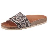 Pantolette VERBENAS "Reiko Leopardo Grande", Damen, Gr. 42, bunt (leo), Leder, Schuhe Pantolette, Sommerschuh, Falt mit Schnallenelement (46137827-42)