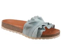 Pantolette VERBENAS "Rocio Roda", Damen, Gr. 35, himmelblau, Veloursleder, unifarben, Schuhe Pantolette, Sommerschuh, Flat mit geschwungenen Laschenstoff (20691247-35) himmelblau