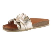 Pantolette VERBENAS "Rocio Roda", Damen, Gr. 37, gold (goldfarben), Leder, glänzend, Schuhe Pantolette, Sommerschuh, Strandschuh, Flat mit vorgeformten Fußbett, Topseller (28222818-37)
