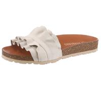 Pantolette VERBENAS "Rocio Roda", Damen, Gr. 38, weiß, Veloursleder, unifarben, Schuhe Pantolette, Sommerschuh, Flat mit geschwungenen Laschenstoff, Topseller (75325939-38) weiß