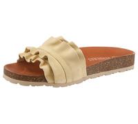 Pantolette VERBENAS "Rocio Roda", Damen, Gr. 39, hellgelb, Veloursleder, unifarben, Schuhe Pantolette, Sommerschuh, Flat mit geschwungenen Laschenstoff (66055713-39) hellgelb