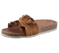 Pantolette VERBENAS "Rocio Roda", Damen, Gr. 40, braun, Veloursleder, unifarben, Schuhe Pantolette, Sommerschuh, Flat mit geschwungenen Laschenstoff, Topseller (76325762-40)