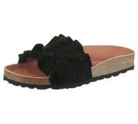 Pantolette VERBENAS "Rocio Roda", Damen, Gr. 41, schwarz, Veloursleder, unifarben, Schuhe Pantolette, Sommerschuh, Flat mit geschwungenen Laschenstoff, Topseller (51732653-41)
