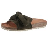 Pantolette VERBENAS "Roxy Roda", Damen, Gr. 35, grün (khaki), Veloursleder, Schuhe Pantolette, Sommerschuh, Flat, Pool Slides mit modischer Schlaufe (42342201-35)