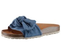 Pantolette VERBENAS "Roxy Roda", Damen, Gr. 36, blau (blaugrau), Veloursleder, Schuhe Pantolette, Sommerschuh, Flat, Pool Slides mit modischer Schlaufe (86899120-36) blaugrau