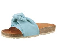 Pantolette VERBENAS "Roxy Roda", Damen, Gr. 36, blau (hellblau), Veloursleder, Schuhe Pantolette, Sommerschuh, Flat, Pool Slides mit modischer Schlaufe (85164859-36)
