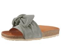 Pantolette VERBENAS "Roxy Roda", Damen, Gr. 37, grau, Veloursleder, Schuhe Pantolette, Sommerschuh, Flat, Pool Slides mit modischer Schlaufe (48354323-37) grau