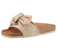 Pantolette VERBENAS "Roxy Roda", Damen, Gr. 38, beige, Veloursleder, Schuhe Pantolette, Sommerschuh, Flat, Pool Slides mit modischer Schlaufe (26786566-38)