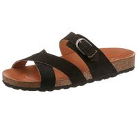 Pantolette VERBENAS "RUBI SERRAJE", Herren, Gr. 37, schwarz, Veloursleder, unifarben, Schuhe Pantolette, Sommerschuh, Hausschuh, Urlaubsschuh mit verstellbarer Schnalle (65961765-37) schwarz