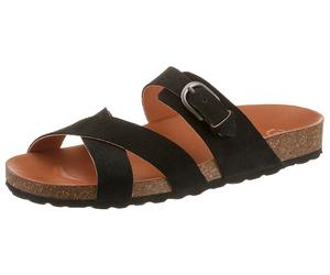 Pantolette VERBENAS "RUBI SERRAJE", Damen, Gr. 40, Synthetik, schwarz, Veloursleder, unifarben, Schuhe Pantolette, Sommerschuh, Hausschuh, Urlaubsschuh mit verstellbarer Schnalle (65961765-40) schwarz