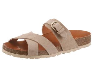 Pantolette VERBENAS "RUBI SERRAJE", Damen, Gr. 40, taube, Veloursleder, unifarben, Schuhe Pantolette, Sommerschuh, Hausschuh, Urlaubsschuh mit verstellbarer Schnalle (61780401-40) taube