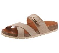 Pantolette VERBENAS "RUBI SERRAJE", Damen, Gr. 42, taube, Veloursleder, unifarben, Schuhe Pantolette, Sommerschuh, Hausschuh, Urlaubsschuh mit verstellbarer Schnalle (61780401-42) taube