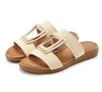 Pantolette VIVANCE "Sandale, Sommerschuh, offener Schuh, Mule", Damen, Gr. 38, beige (beige, goldfarben), Obermaterial: 100% Synthetik. Decksohle: 100% Textilmaterial. Futter: 100% Textilmaterial. Lau