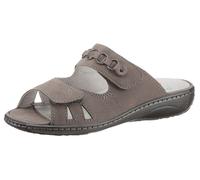Pantolette WALDLÄUFER "GARDA", Damen, Gr. 7 (40,5), grau (taupe), Nubukleder, unifarben, Schuhe Pantolette, Keilabsatz, Sommerschuh, Schlappen mit Schmuckapplikation, Weite G (52140021-7)